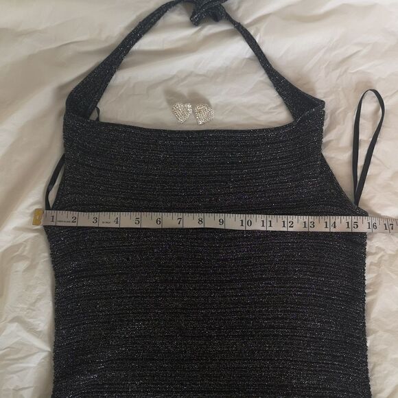Carriere Studio Ladies Glitter Halter Top & Heart Earrings Medium Black - Picture 10 of 16